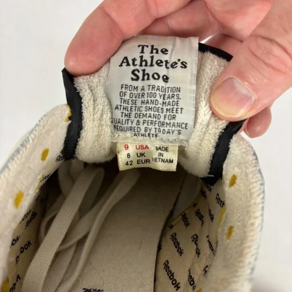 REEBOK VINTAGE MEN'S ATHLETIC SHOE WHITE SIZE 9 M WHITE AND BLUE CLASSIC - Picture 10 of 10